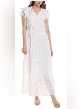 J. McLaughlin ELANA White Eyelet Layered Maxi Dress      Size: XS